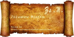 Zsivanov Mietta névjegykártya